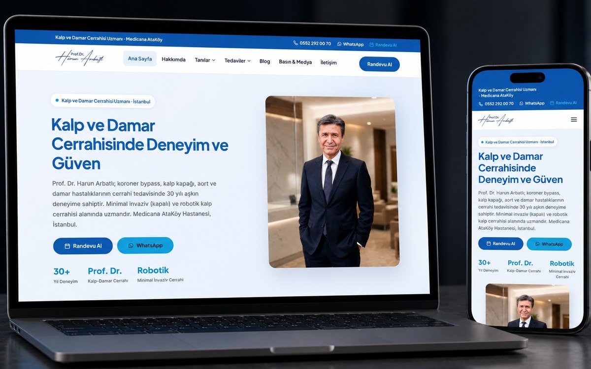 Prof. Dr. Harun Arbatlı web sitesi ana sayfa görünümü